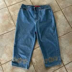 Vintage Gloria Vanderbuilt High Rise Embroidered Crop Leg Jeans Women's size 10